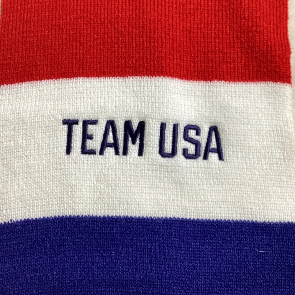 Hit Wear Team USA Acrylic Scarf –‎ Red White Blue Stripes – Fringe – One Size